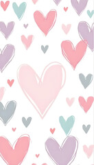 Illustration, background, vector pattern, cute watercolor painting heart shape