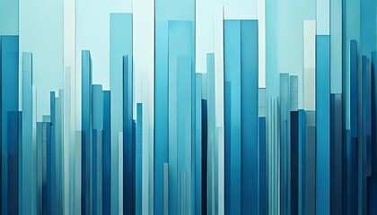 an abstract artwork featuring vertical blue lines of various heights