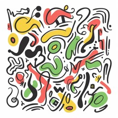 Decorative Elements in the Form of Abstract Doodle Shapes