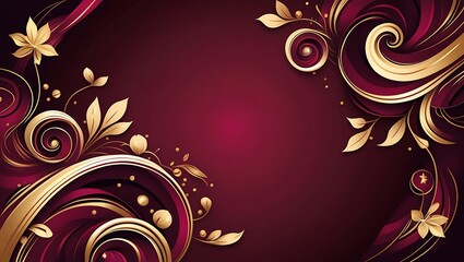 Elegant Maroon and Gold Floral Swirls Design