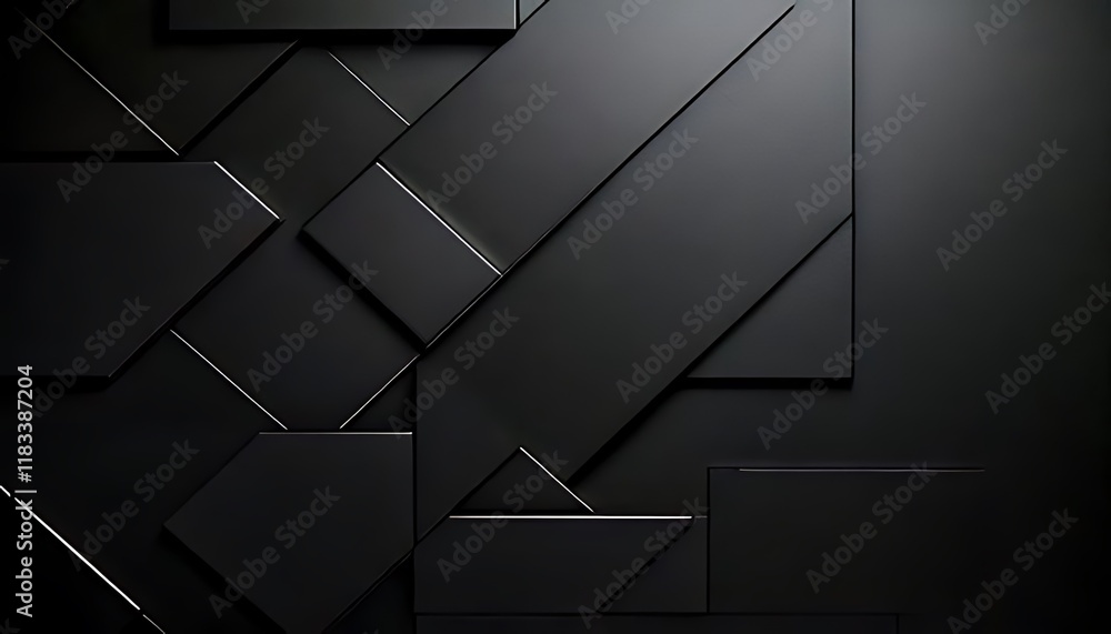 Poster asymmetrical, black shapes interlock creating an abstract, textured surface.