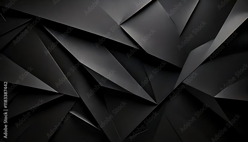 Poster black and gray abstract design featuring overlapping geometric shapes and texture.