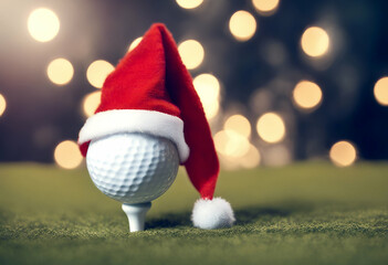 santa golf ball christmas party celebration cap and spot light 