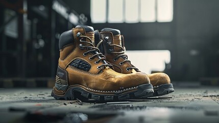 Pair of Protective Welding Boots Positioned for Work