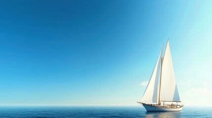 Fototapeta premium Vibrant Sunny Day Over Open Sea: A Stunning Wide Angle View of Endless Blue Horizons