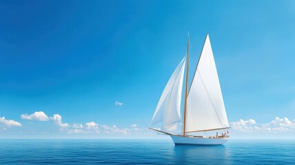 Obraz premium Vibrant Sunny Day Over Open Sea: A Stunning Wide Angle View of Endless Blue Horizons