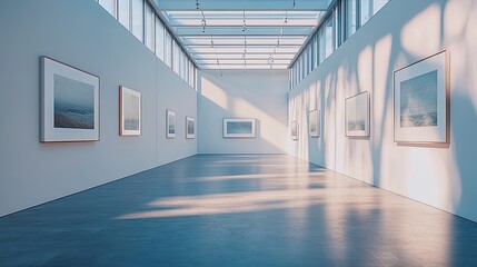 Fototapeta premium Empty Art Gallery with Pictures on the Walls 