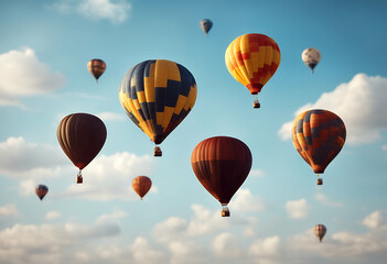 Naklejka premium balloons sky blue air balloon ballooning fly fun ride lift high trip at flames colours sport