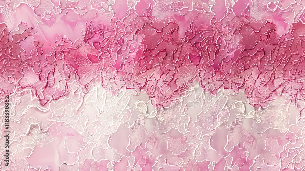 Poster design a digital paper with a lace pattern that transitions through various shades of pink, creating