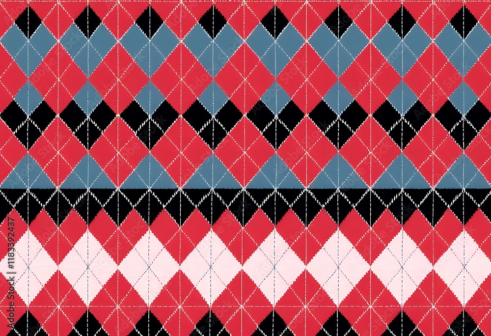 Poster vibrant argyle pattern in red/gray/and black. this image showcases a classic argyle pattern featurin