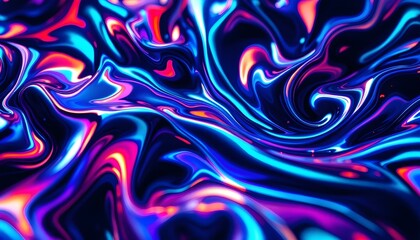 Obraz premium An abstract display of colorful fluorescent liquid illustrates a dynamic fusion of hues in an engaging visual.