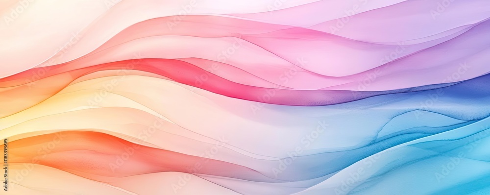 Poster watercolor abstract background idea. colorful abstract background with flowing waves in soft pastel 