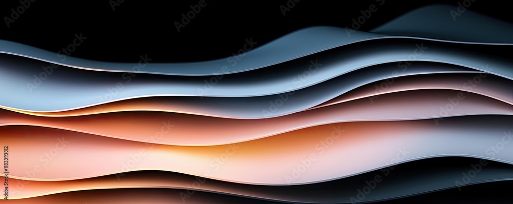 Poster Layer abstract background concept. Abstract wave patterns in soft colors create a tranquil and soothing visual effect.
