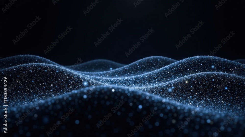 Aufkleber abstract dark blue sparkling undulating surface with glimmering particles