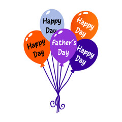 Happy fathers day balloons bunch, flat sticker