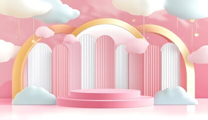 Fototapeta premium Pink podium background for product presentation with copy space