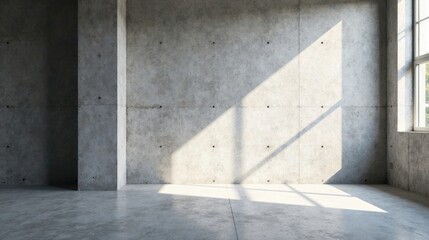 Sunlit Industrial Interior Room with Concrete Walls and Floor