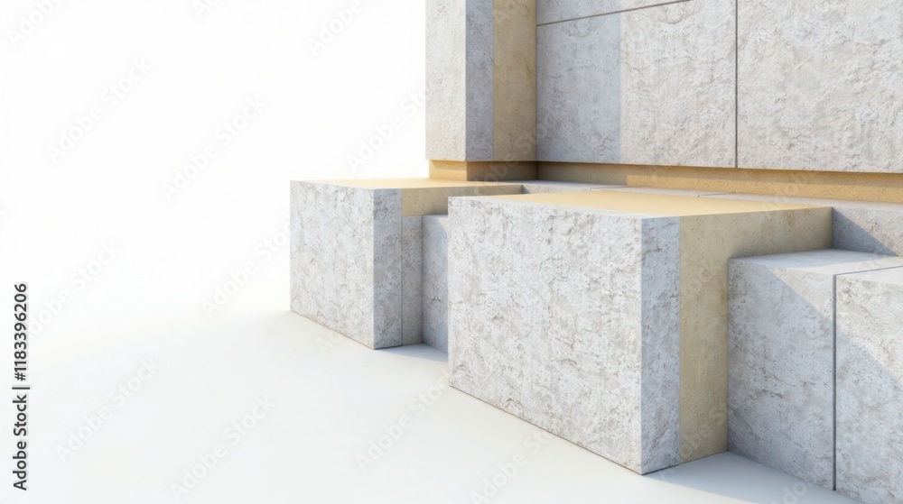 Poster abstract concrete structure with beige accents and geometric shapes