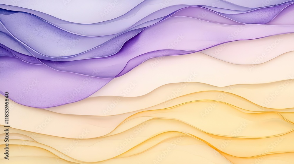 Aufkleber watercolor abstract background idea. abstract wavy background with layers of soft purple and yellow 