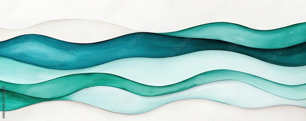 Poster watercolor abstract background idea. abstract wavy patterns in calming shades of teal and aqua creat