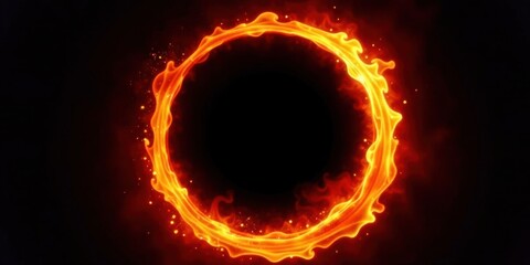 Fiery Ring of Abstract Energy  A Glowing Circular Frame of Intense Heat and Light