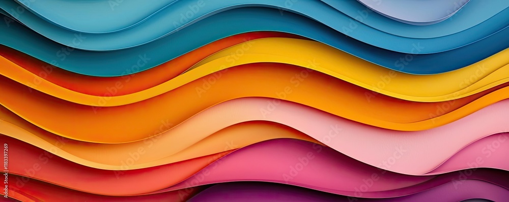 Aufkleber layer abstract background concept. vibrant paper waves create a stunning backdrop with rich colors a