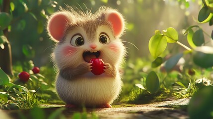 Fototapeta premium Cheerful and playful fantasy creatures in children's animation