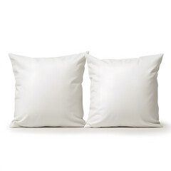 Soft white pillows placed side by side on minimalistic background