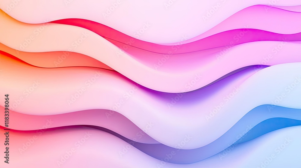 Poster layer abstract background concept. vibrant flowing waves in soft pastel colors create an abstract an