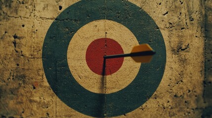Target with an arrow perfectly hitting the center, symbolizing achievement, no people, ample copy space