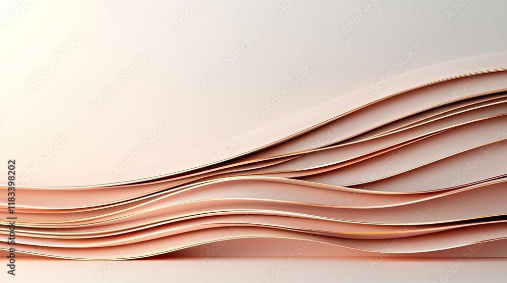Aufkleber layer abstract background concept. abstract design featuring smooth, wavy layers in soft peach tones