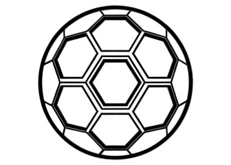 Fototapeta premium soccer ball, simple black and white illustration, geometric pattern, hexagons and pentagons, iconic sports equipment, minimalist design, clean lines, spherical shape, classic football, vector graphic 