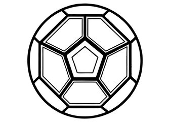 soccer ball, simple black and white illustration, geometric pattern, hexagons and pentagons, iconic sports equipment, minimalist design, clean lines, spherical shape, classic football, vector graphic 