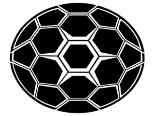 Fototapeta premium soccer ball, simple black and white illustration, geometric pattern, hexagons and pentagons, iconic sports equipment, minimalist design, clean lines, spherical shape, classic football, vector graphic 