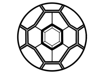 soccer ball, simple black and white illustration, geometric pattern, hexagons and pentagons, iconic sports equipment, minimalist design, clean lines, spherical shape, classic football, vector graphic 