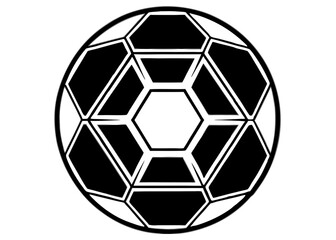 Fototapeta premium soccer ball, simple black and white illustration, geometric pattern, hexagons and pentagons, iconic sports equipment, minimalist design, clean lines, spherical shape, classic football, vector graphic 