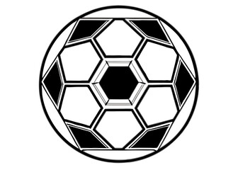 Fototapeta premium soccer ball, simple black and white illustration, geometric pattern, hexagons and pentagons, iconic sports equipment, minimalist design, clean lines, spherical shape, classic football, vector graphic 