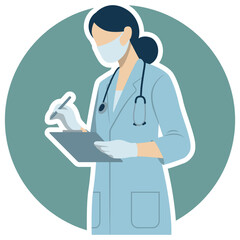 Fototapeta premium Female Doctor Check Medical Record.