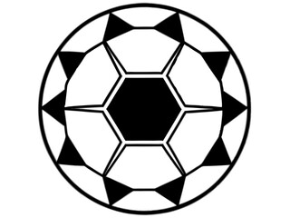 Fototapeta premium soccer ball, simple black and white illustration, geometric pattern, hexagons and pentagons, iconic sports equipment, minimalist design, clean lines, spherical shape, classic football, vector graphic 