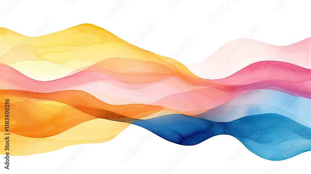 Poster watercolor abstract background idea. colorful abstract waves in soft pastel tones, creating a fluid 