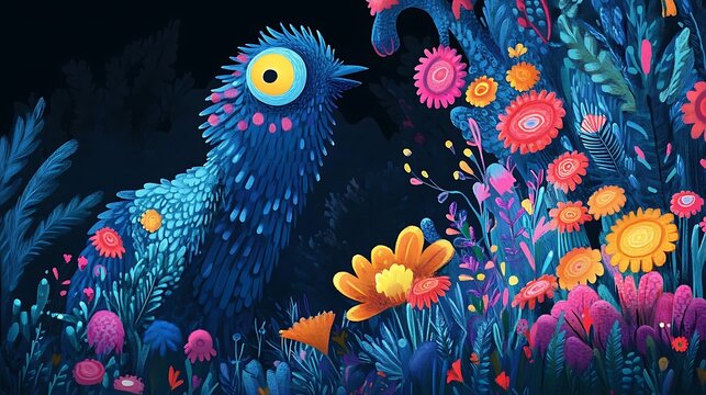 Whimsical and colorful imaginary animals in children's animation