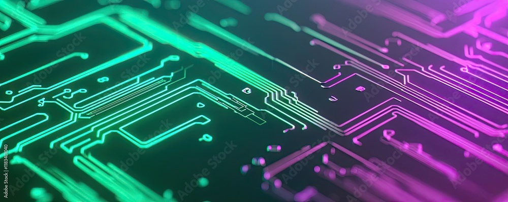 Poster matrix abstract background concept. colorful circuit board pattern with vibrant neon colors and intr