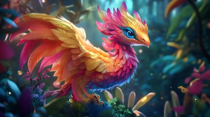 Fototapeta premium Vibrant and imaginative fantasy animals in a fun 2D animation