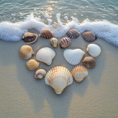 Seashell Heart on Sandy Beach