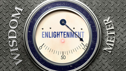 Enlightenment and Wisdom that is hitting a full scale, showing a very high level of enlightenment, overload of it, too much of it. Maximum value, off the charts.  ,3d illustration