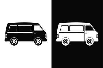 Fototapeta premium Minibus and Delivery Van Silhouette. Simple and Impactful Icons