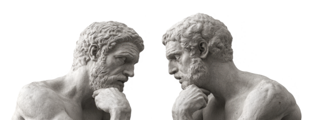 statue of a person on white background.