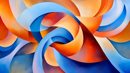 Abstract Swirls of Blue and Orange Colors Creating Dynamic Visual Flow and Engaging Patterns Evoking Energy and Movement in Modern Art Style