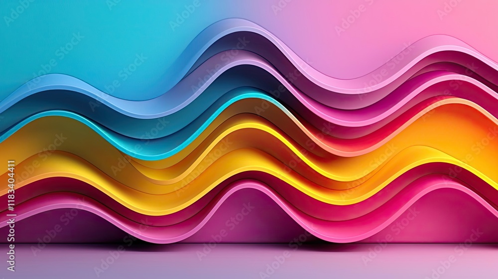 Poster layer abstract background concept. colorful wave pattern showcasing vibrant layers of paper in uniqu
