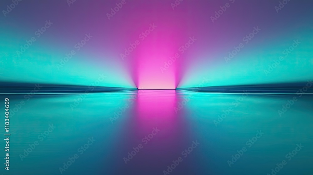 Poster matrix abstract background concept. a mesmerizing gradient light display reflects on a calm body of 